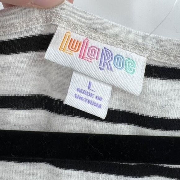 LulaRoe Women's Julia Black White Striped Shirt Dress Size Large Mixed print - Picture 3 of 7
